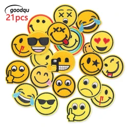 21 Pcs Lots Expression Cute Iron On Patches For Clothing Kids Embroidered Thermoadhesive Backpack Jacket Sew Parches Diy Fabric