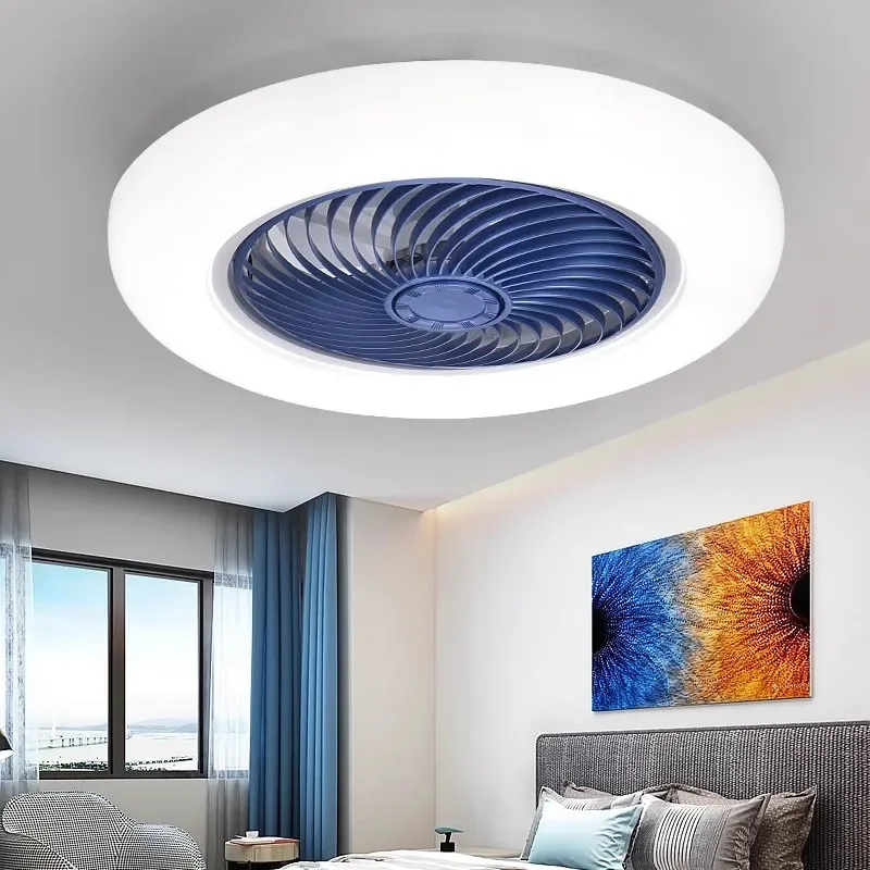 Nordic Smart Ceiling Fans with Lights Remote Control Bedroom Decor Ventilator Lamp 52cm Air Invisible Blades Retractable Silent