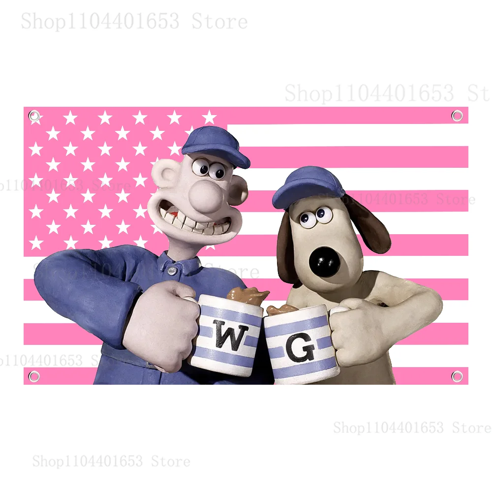 American Flag W-Wallace G-Gromit Flag Indoor Outdoor Decorative Wall Art Decor Corporate Flag Printing Tapestry Banner