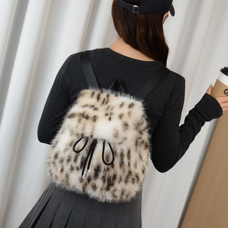 

Imitation Rabbit Fur Plush Backpsck Kawaii Fashion And Luxury Fur Bag Children's Nag High-end Design Mini