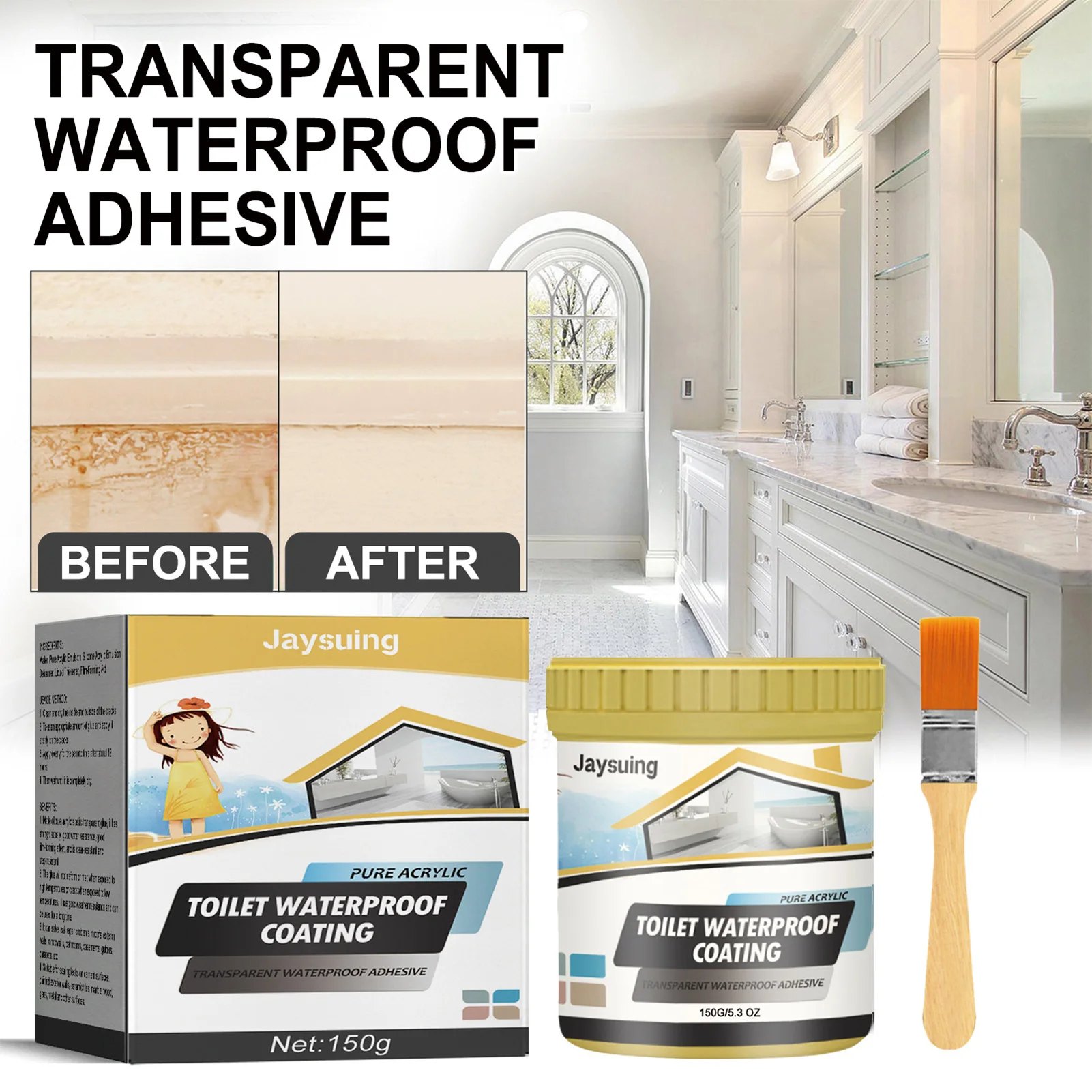 Transparent Waterproof Adhesive Glue Long-lasting Effect Super Strong Sealant Emulsion Suitable for Window Sills Roofs