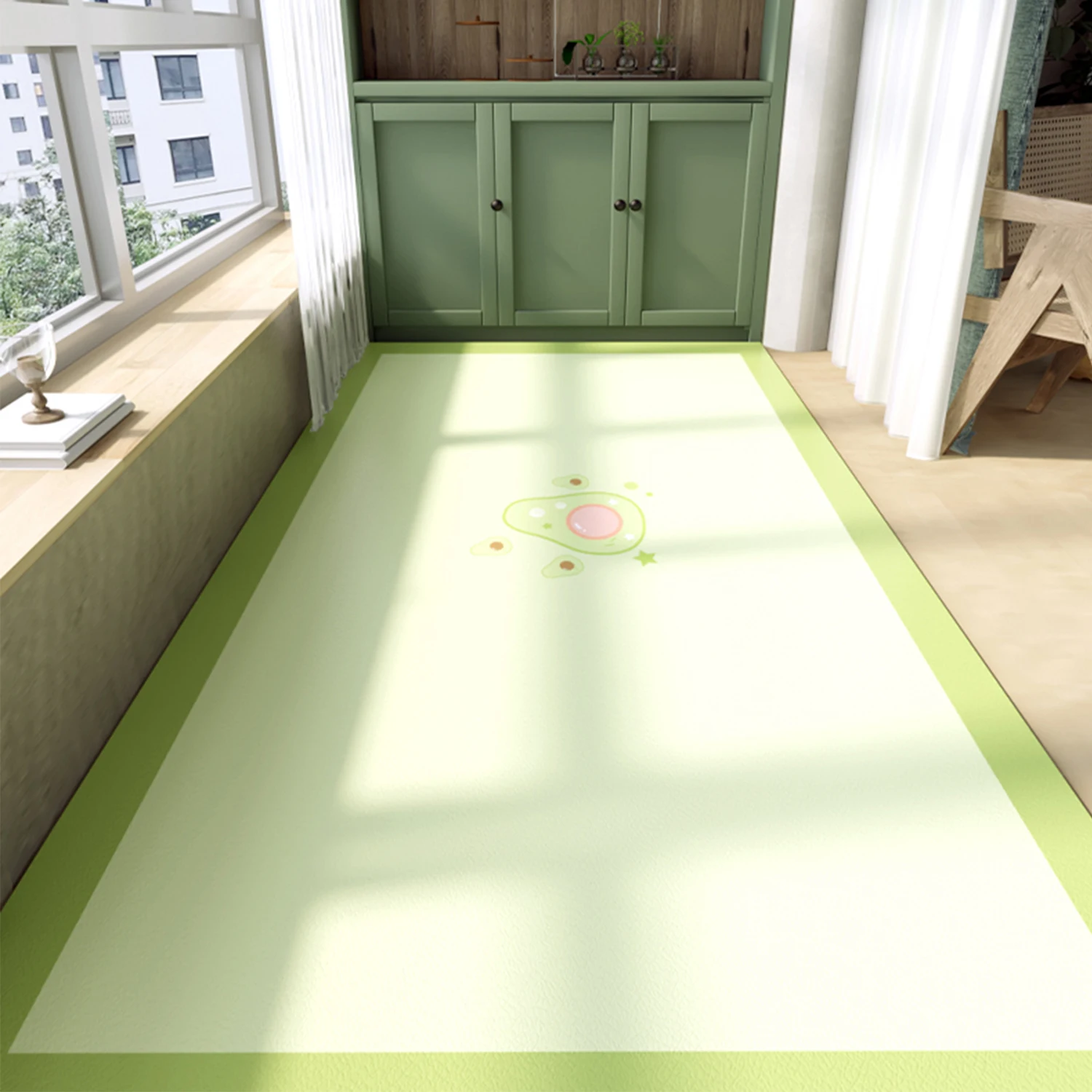 

Easy-Clean Waterproof Sun-Proof Non-Slip PVC Leather Mat for Balcony No-Wa Maintenance-Free Living Room Carpet Pad