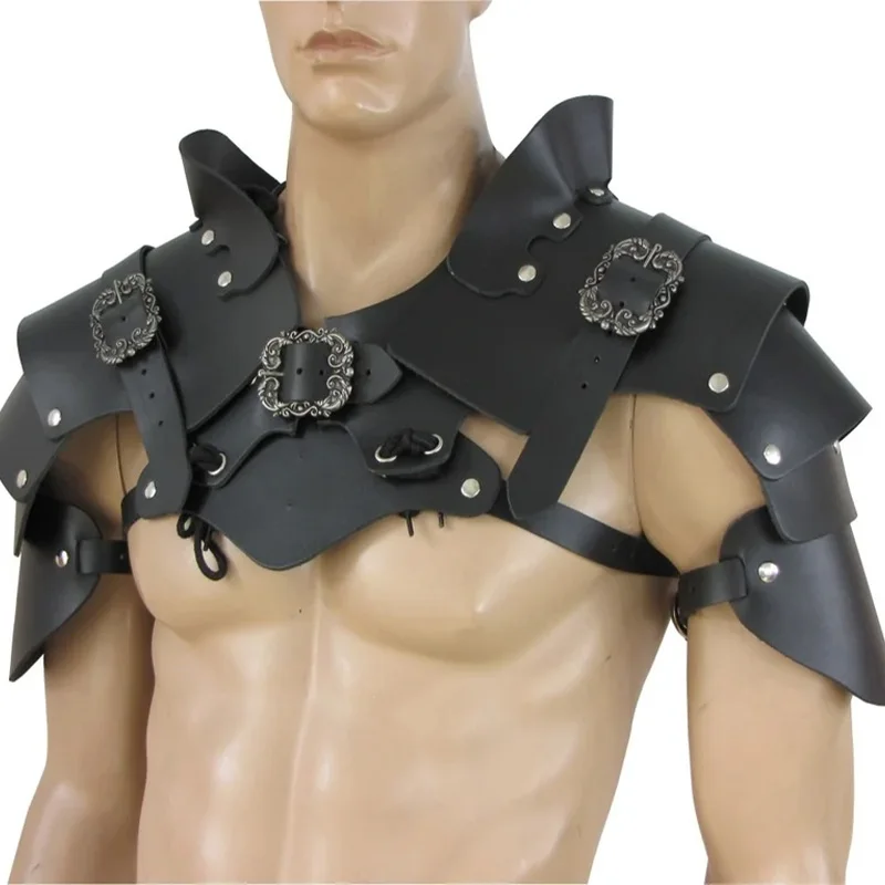 Medieval Steampunk Roman Gladiator Warrior Pu Leather Shoulder Armor Pauldrons human Knight Samurai Cosplay Costume Props Men