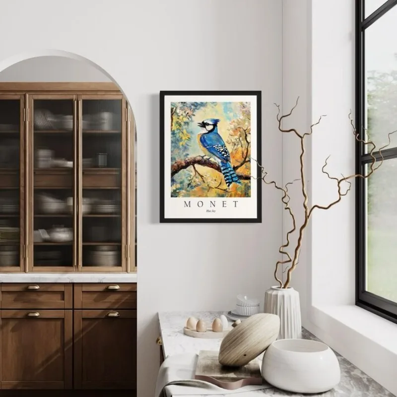 Amerykański Ptak Zwierzę Monet Grafika Plakat Różdżnik Paw Karpia Niebieski Jaskółka Kruk Obraz na Płótnie Sztuka Ścienna Salon Dekoracja Domu