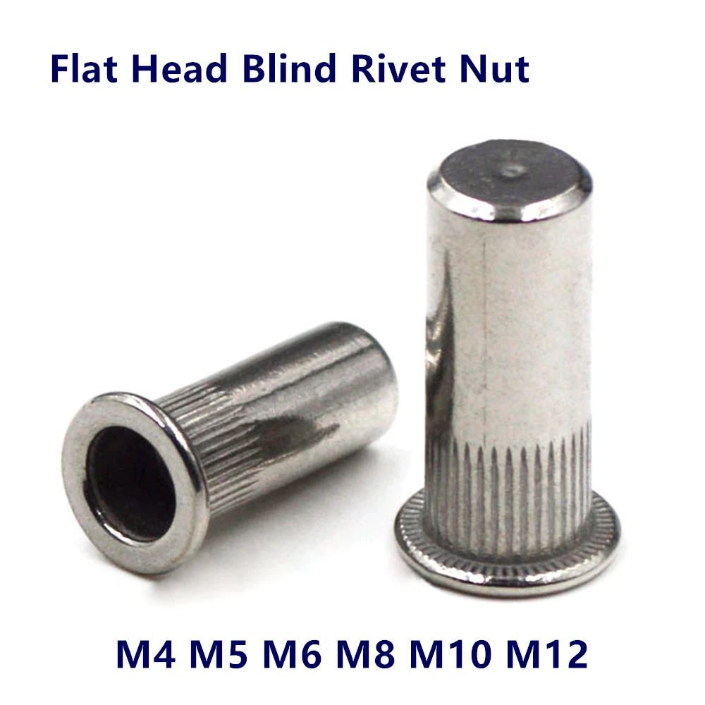 5pcs M5 M6 M8 M10 M12 Blind Rivet Nut 304 stainless steel Flat Countersunk Head Rivnut Sealed Rivet Nut Insert Rivnut Nutsert