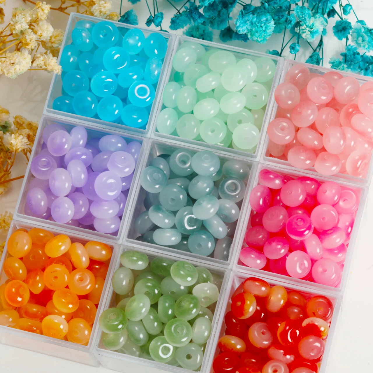 5x8mm Multicolor Chinese Style Imitation Jade Glass Abacus Wheel Beads for For Jewelry Making DIY Bracelet Findings Accessories