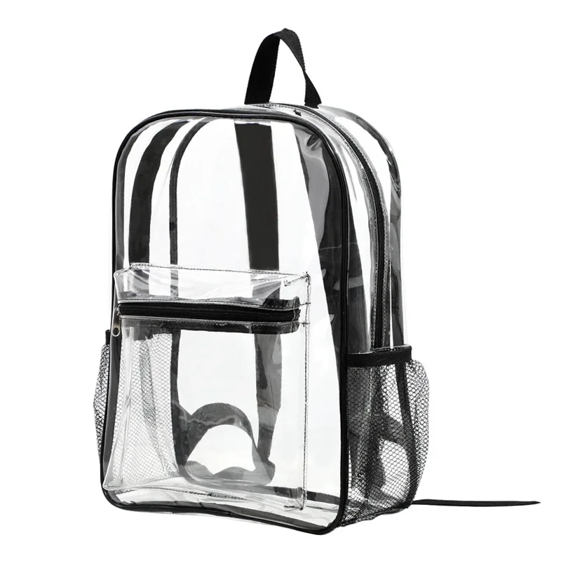 Large Capacity Transparent Backpack Casual Zipper Waterproof Clear Backpack School Bag Visible PVC Backpack Travel Bag for Women