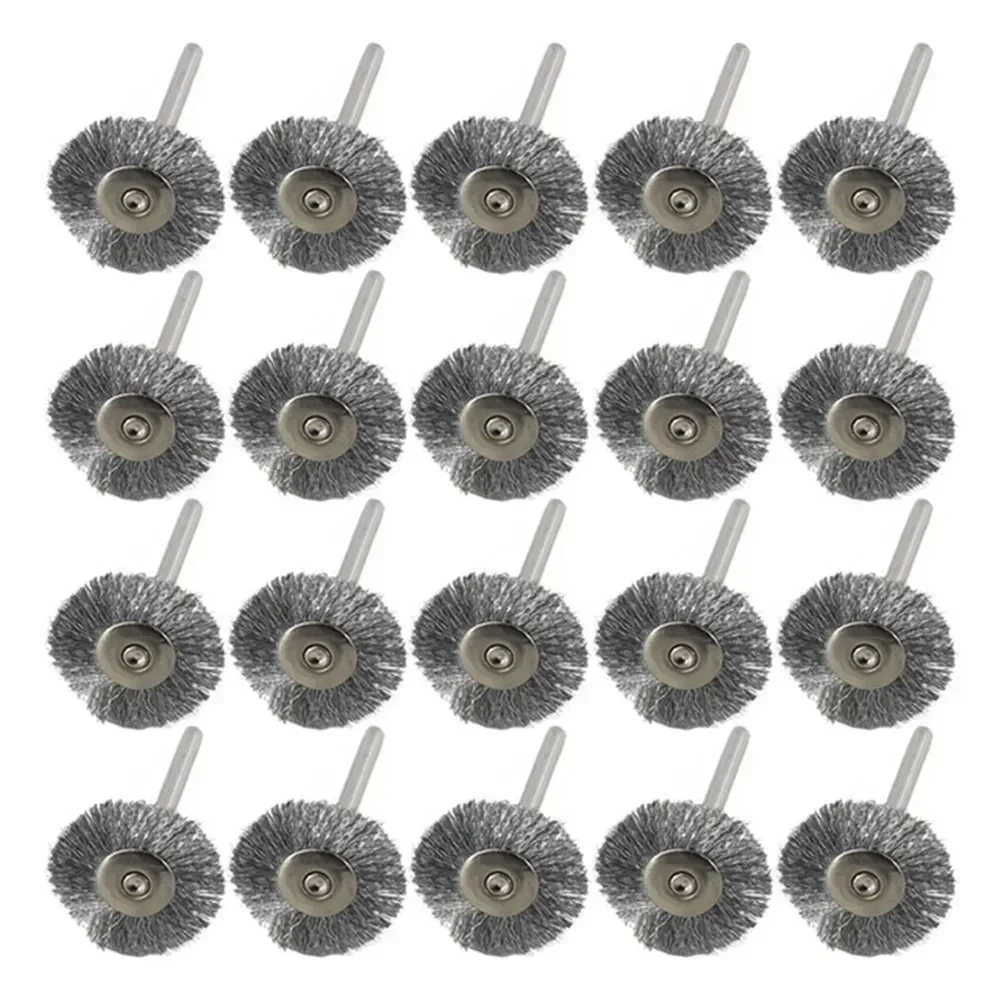 

Stainless Steel Wire Wheel Brush Set 20pcs 3.0mm Shank Polishing For Dremel Rotary Tools