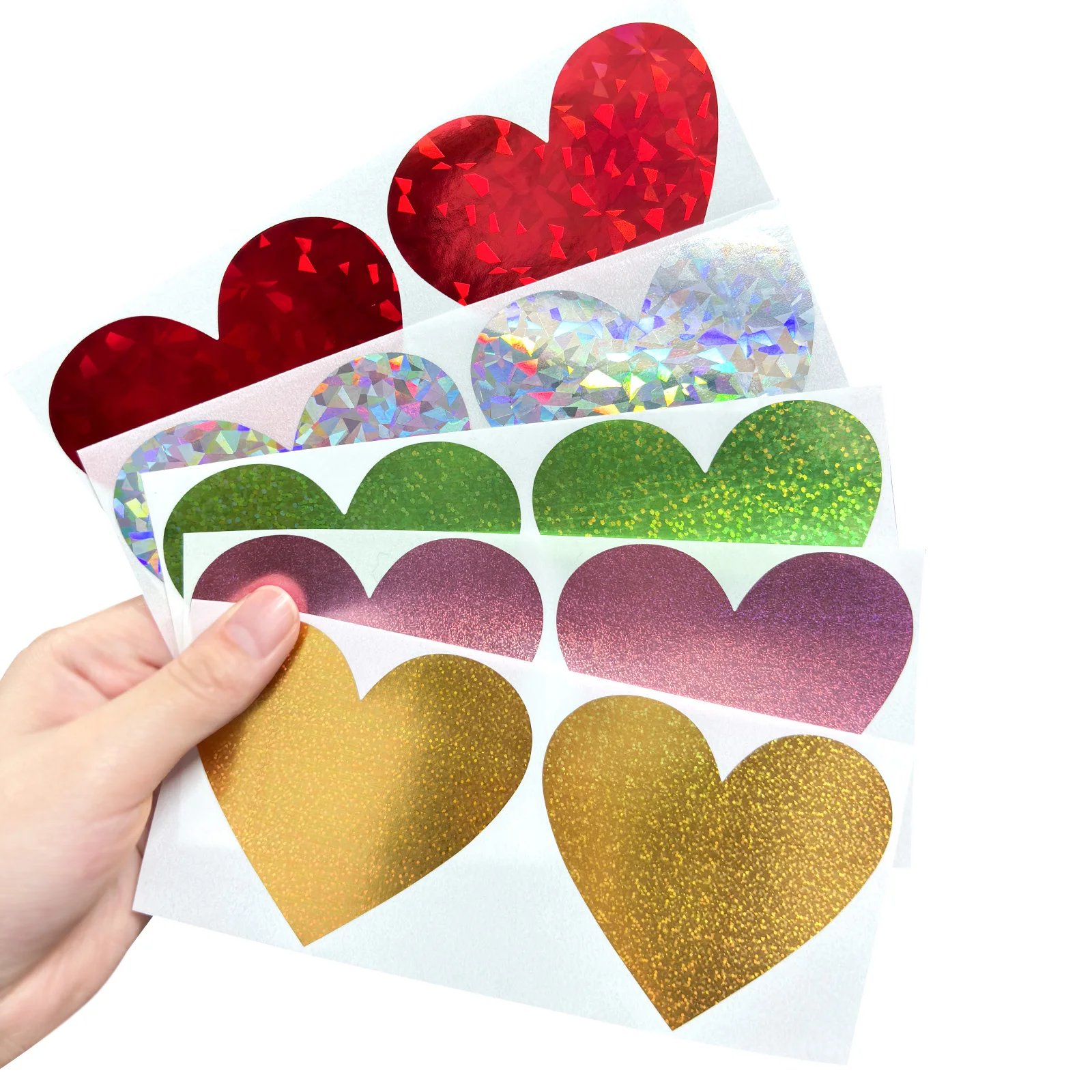 Holographic Heart Scratch off Stickers 70x80mm Self Adhesive Love DIY Valentine's Day Scratch Card for Romantic Fun