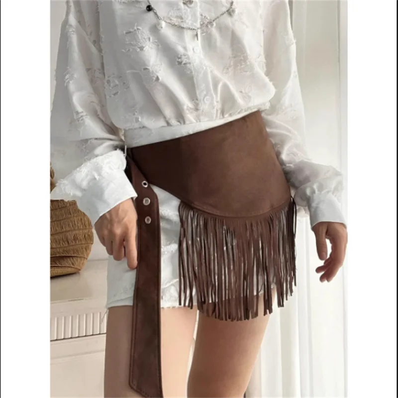 Fringed Belt Accessory Women Waistband Bohemian Retro Needle Buckle Layering Triangular Fart Curtain Cinched Waist Seal