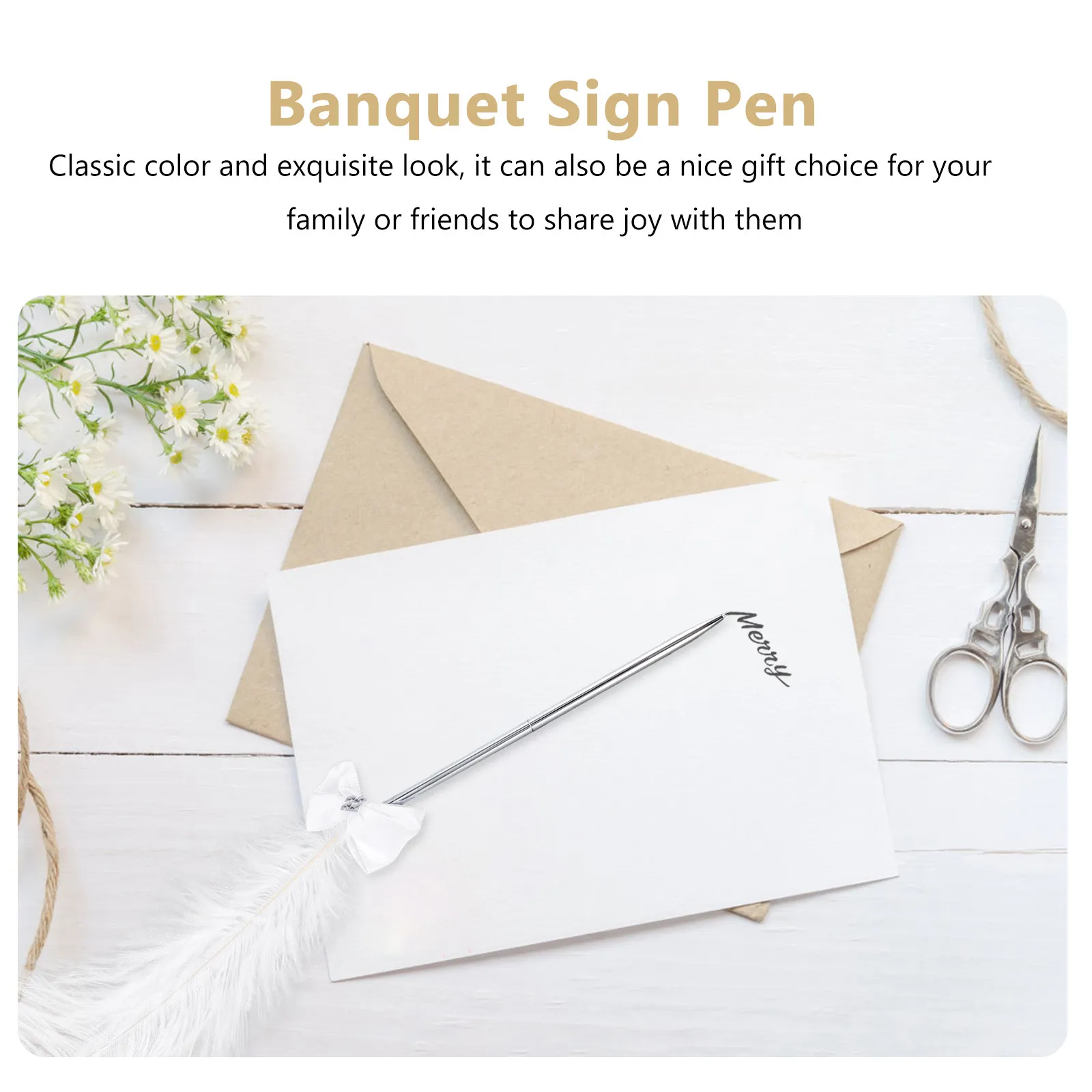 

Plume Writing Pen Stainless Steel Body Lightweight Compact Design for Wedding Signing Party Events Gift Giving