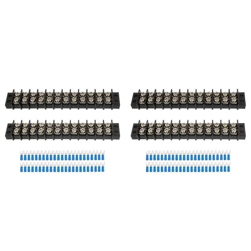 Y42A-4PCS 12 Circuits 12 Positions Terminal Block 20-30A 200-450V Dual Row Screw Terminals Strip