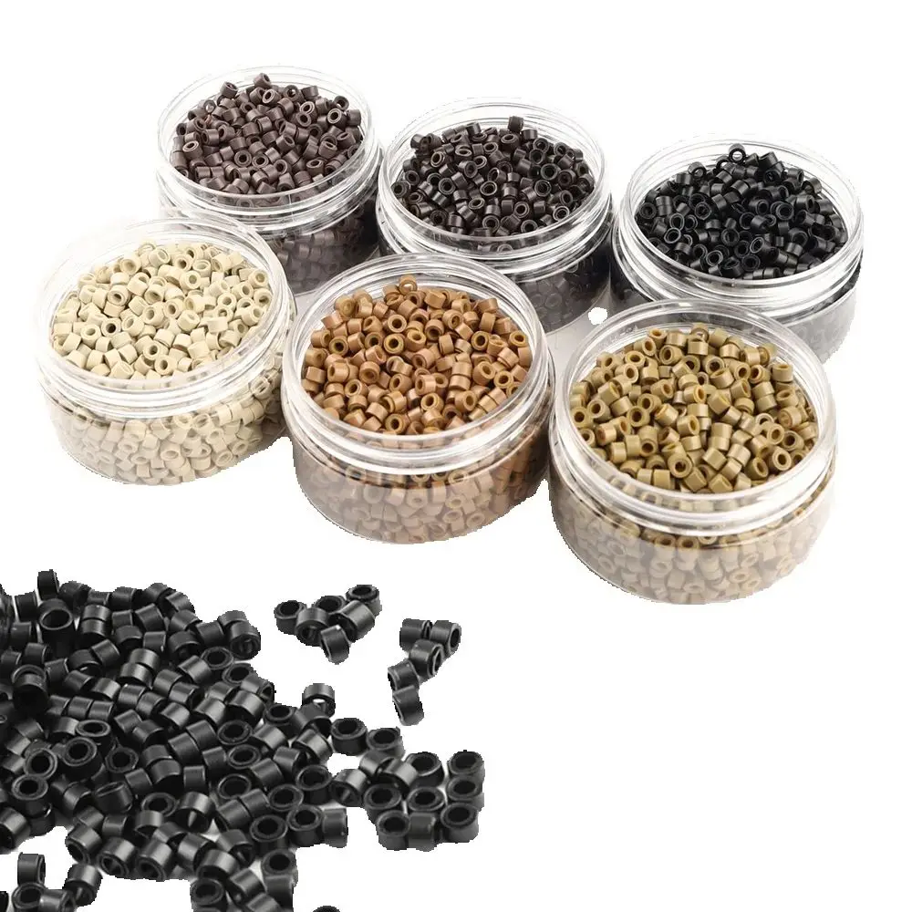 

ARLANY 1000PCS Silicone Lined Micro Rings Beads for Weft Hair Extensions Hair Tinsel 5mm for Invisible Extension Application