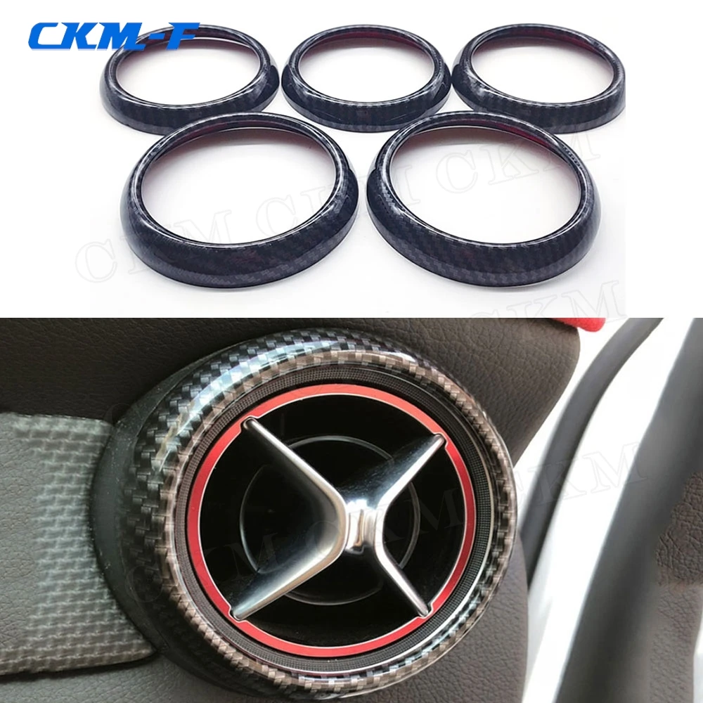 ABS Carbon Look Air Conditioning Vent Decorative Ring Car Accessories for Mercedes Benz CLA GLA  Class W117 X156