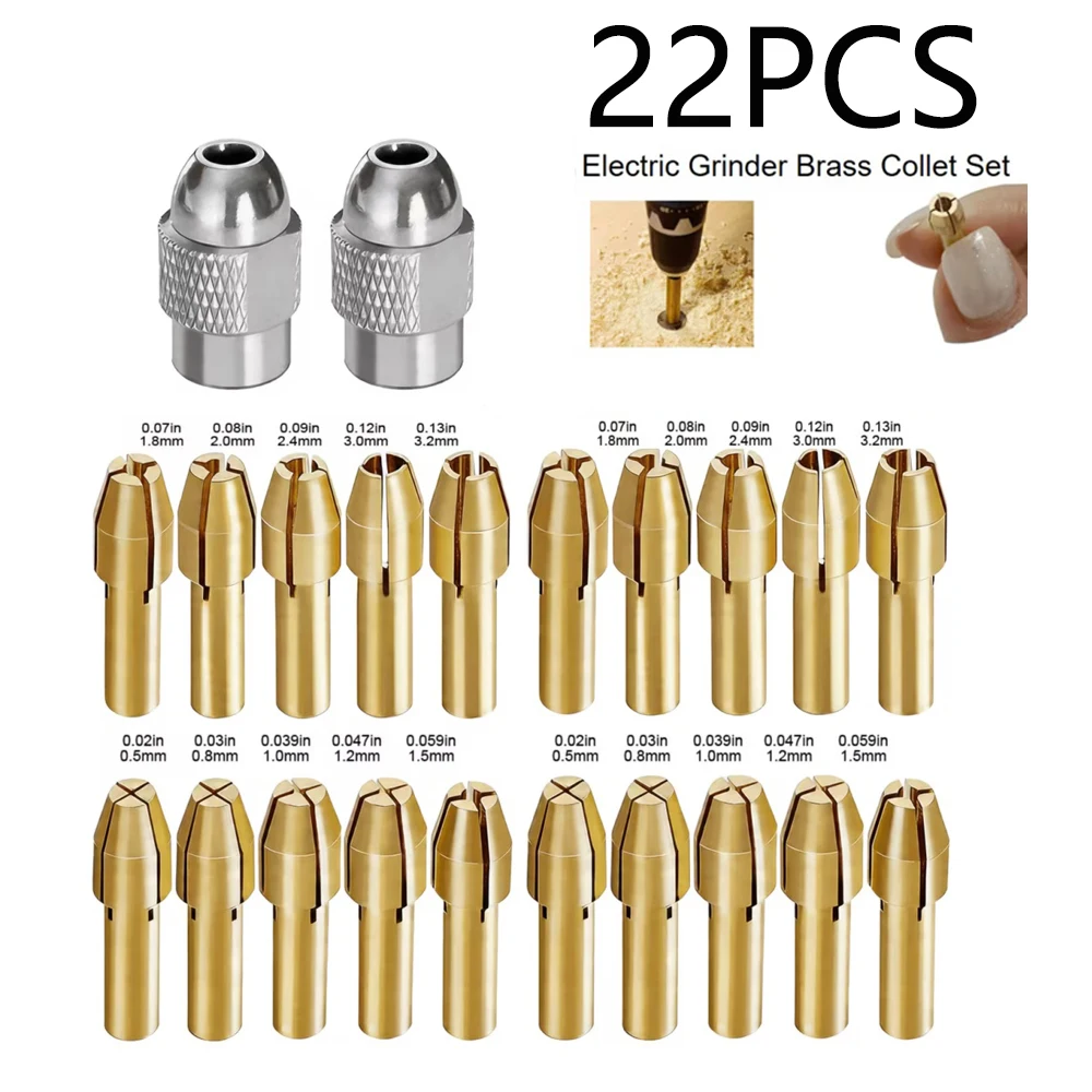22-Piece Portable Household Rotary Tool Chuck Set, Including Drill Bit Adapter and Chuck Nut, Improves Efficiency and Craftsmanship, Suitable for Home Repairs and DIY Tools
