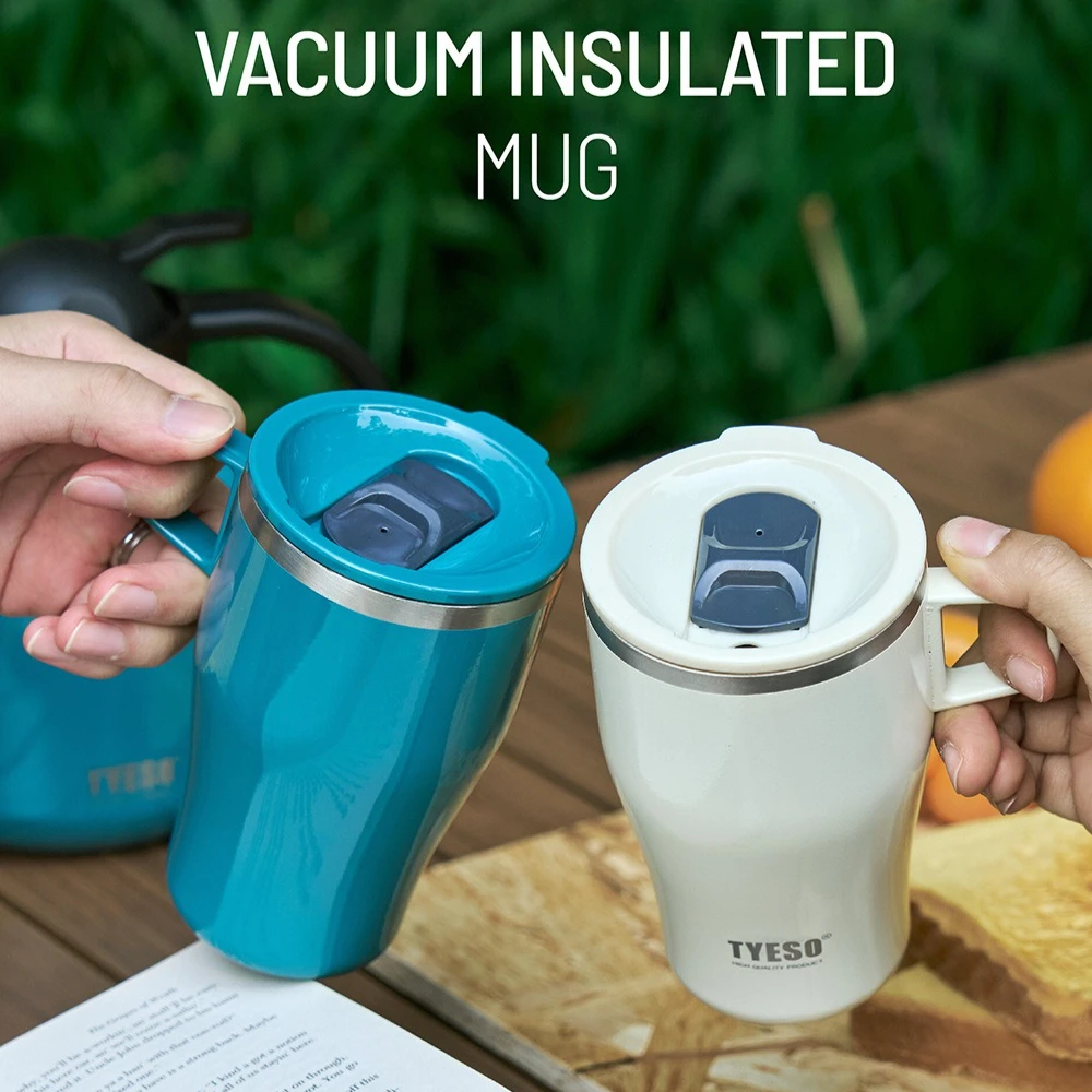 Tyeso Stainless Steel Insulated Coffee Tumbler with Handle Portable Thermal Travel Mug for Hot Cold Drinks Office Home Outdoor