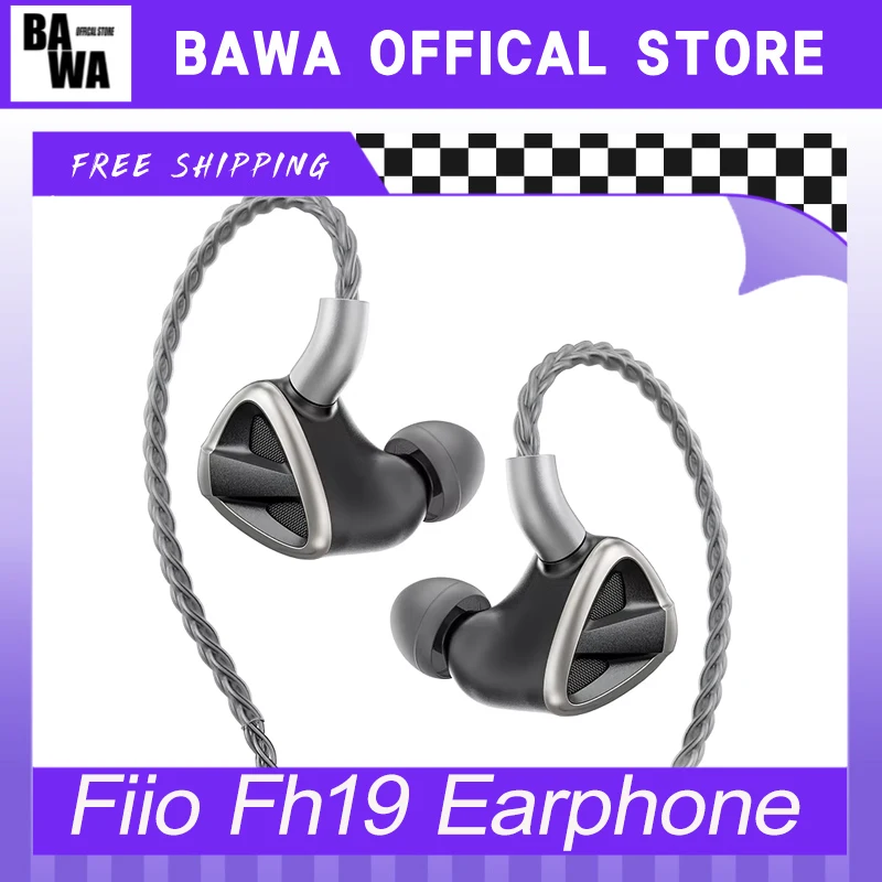 Fiio Fh19 Hifi Earphone 2 Dynamic 6 Ba Hybrid Driver Iem Detachable Mmcx Headphone Cable For Musician Audiophile Earbud Custom