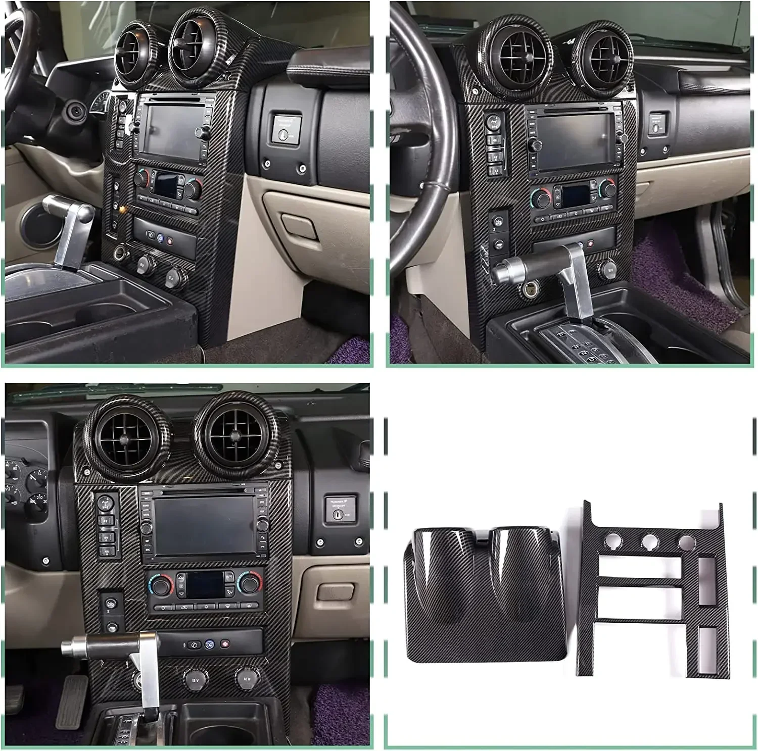 For Hummer H2 2003-07 ABS Silver Car Central Control Dashboard Navigation Panel Cover Trim Sticker Car Accessories Interior Kit