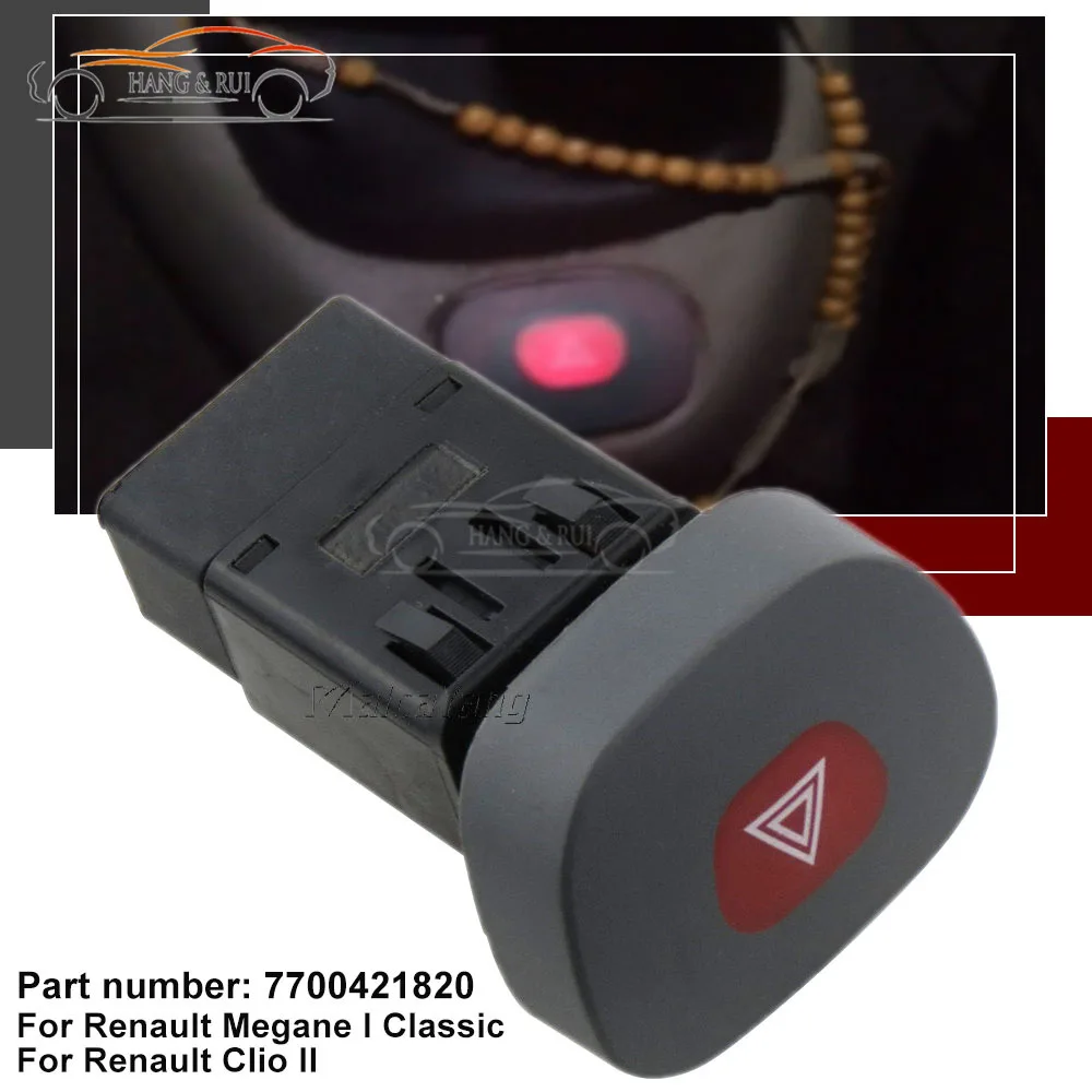 7700421820  8Pins HAZARD WARNING FLASHER LAMP SWITCH Button for Renault Clio II Megane I Classic