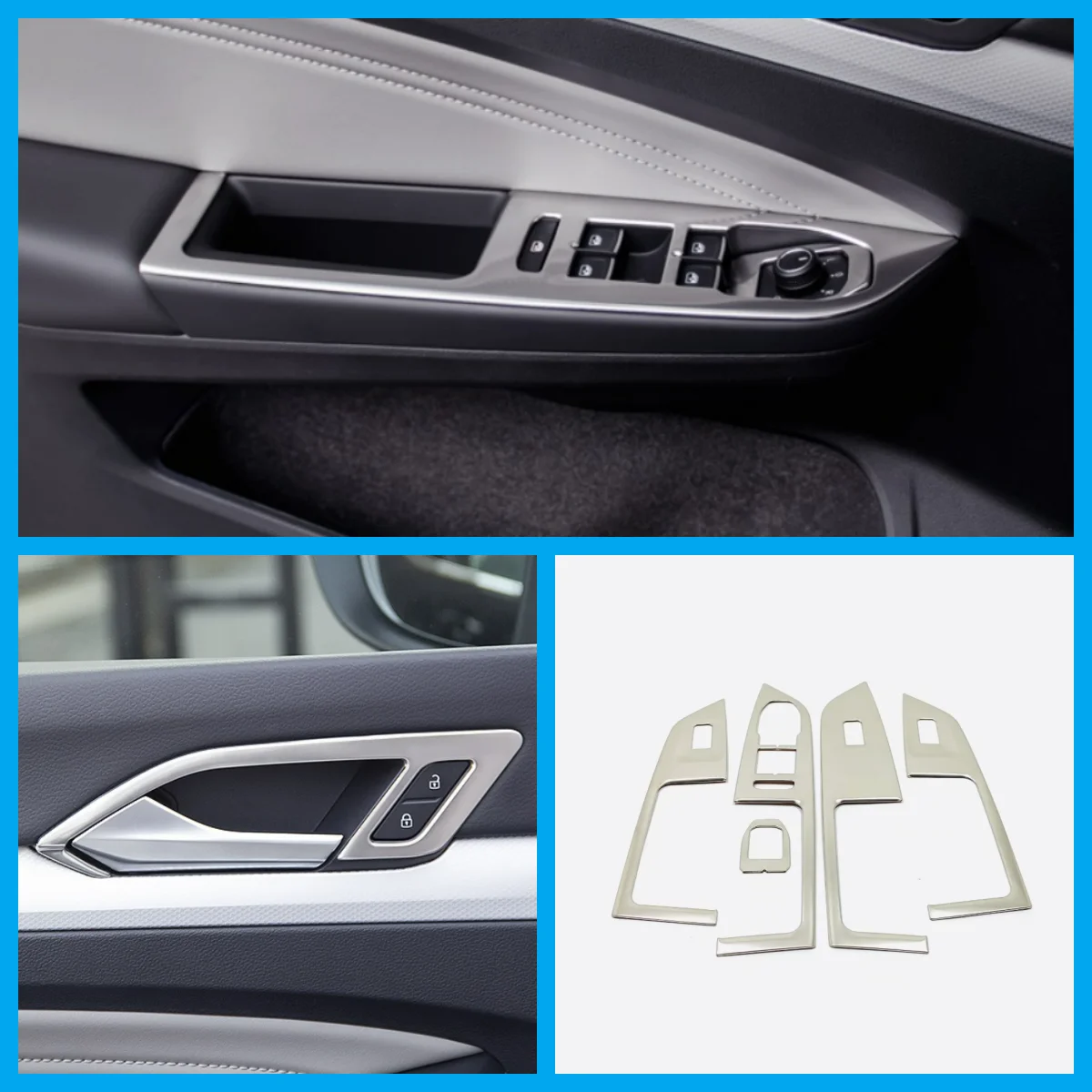 

Для VW Volkswagen Golf 8 MK8 2020-2022 аксессуары для интерьера внутренняя боковая дверная ручка автомобиля, крышка чаши, отделка из нержавеющей стали