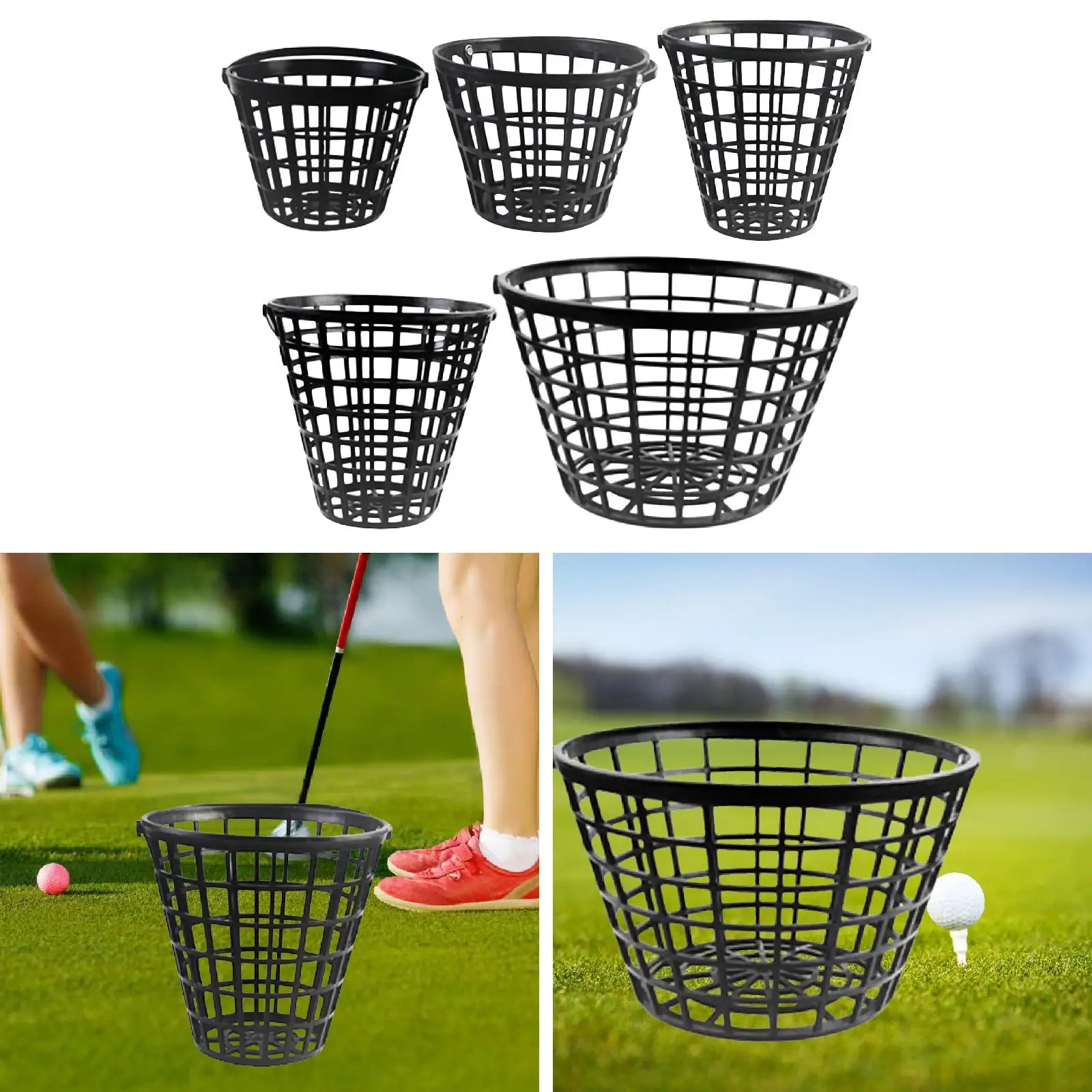 

Golf Ball Bucket Storage Organizer with Handle Durable Plastic Carrier for Outdoor Sports Golf Range