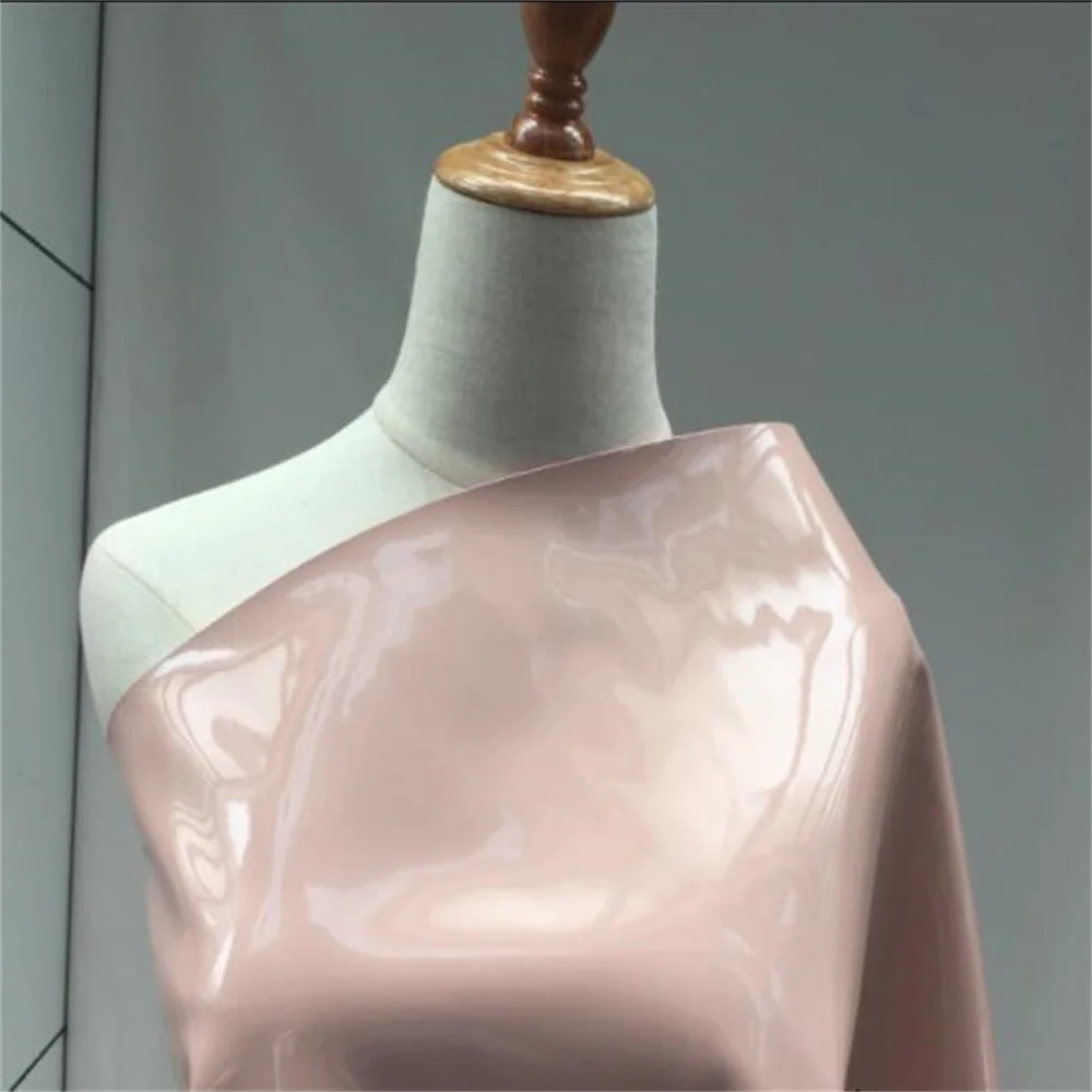 Pink Micro-Elastic Rigid Bright Mirror Pu Leather Fabric, Dress, Handbag, Gloves, DIY Garment Textiles, A519, Fashion