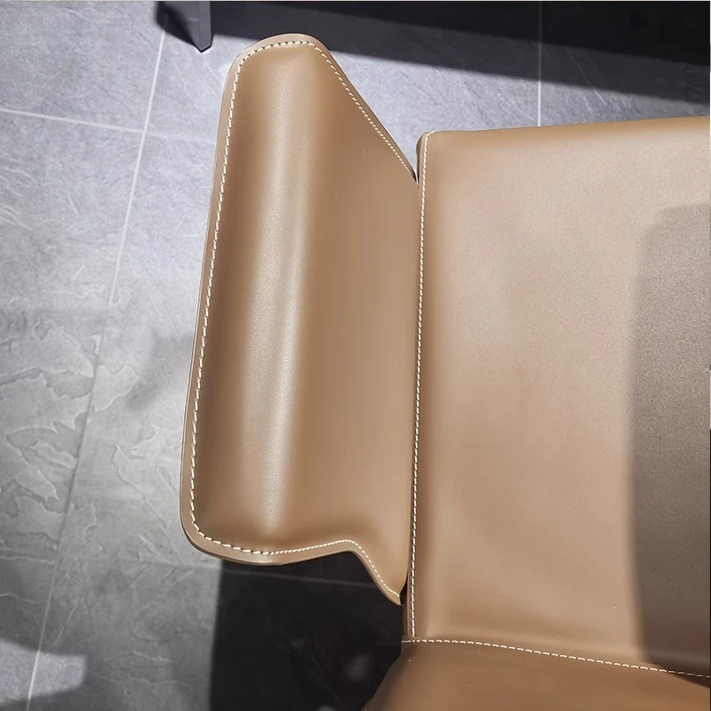 Italian Designer Dining Chair Saddle Leather Minimalist Armrest Stool Nordic