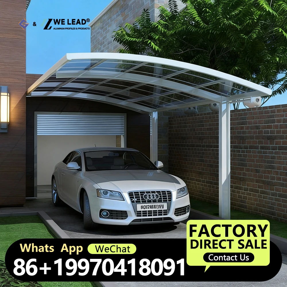 Custom 5x3m Cantilever Aluminum Carport with Polycarbonate Roof Waterproof UV Resistant Vehicle Parking Shelter Sunshade Canop