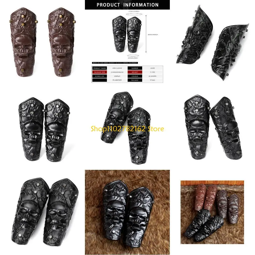 

547B 1Pair Men Wrists Armors Gauntlets Wristband PU Leather Arm Cuff Armors for Riding