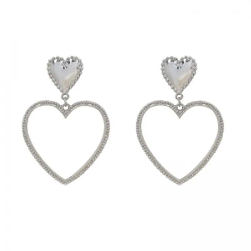 Drop Earring Women Fashion Hot Sale Hollow Out Lovely Jewelry Golden Color Heart Alloy Drop Girls High Quality Accessories