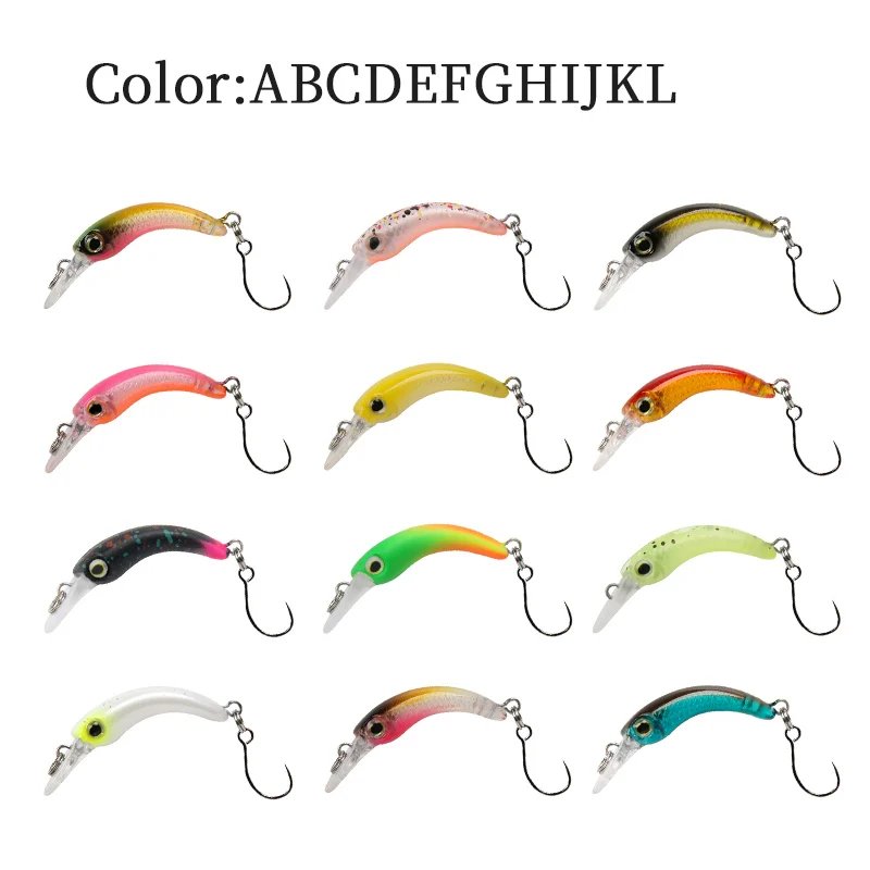 LETOYO Mini-Forellenköder, 1,2 g, schwimmende Minnow-Forellen-Angelköder, Mikro-Hartköder, künstlicher Köder, Wobbler für Forellen, Barsch