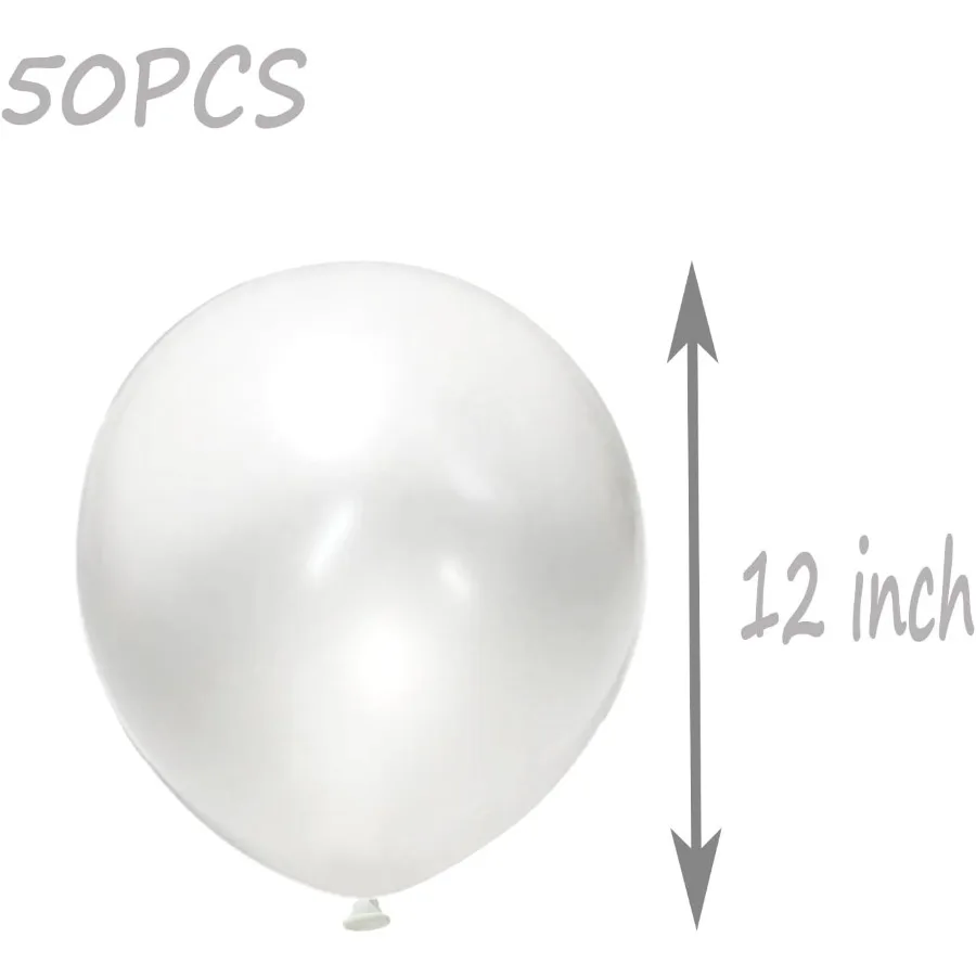 بالونات بيضاء لؤلؤية 12 بوصة 50 قطعة بالونات غير لامعة مستديرة لؤلؤية بيضاء اللاتكس لحفلات الزفاف وأعياد الميلاد وعيد الميلاد وعرض الطفل