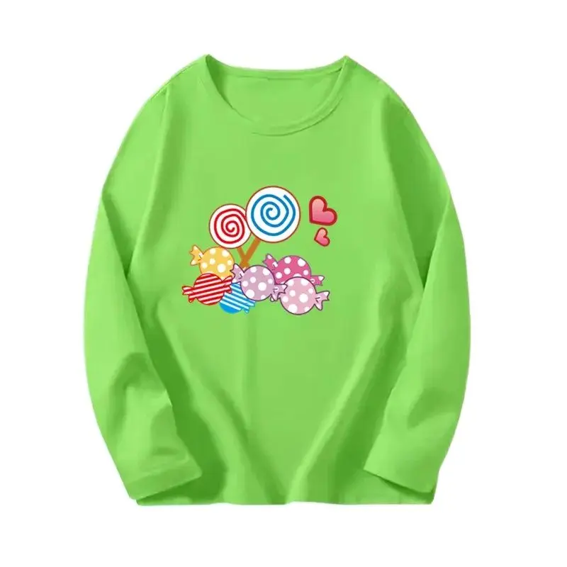 3~14Y Girl Shirt Candy Lollipop Sweet T Shirts Kids Outfit Top Baby Girl Cute Autumn Clothes Long Sleeve T-shirts Child Clothing