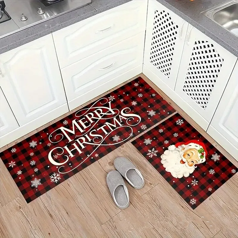 VIKAMA Modern fashion Santa Claus Snowman floor mat kitchen floor mat Christmas holiday decoration floor mat non-slip door mat