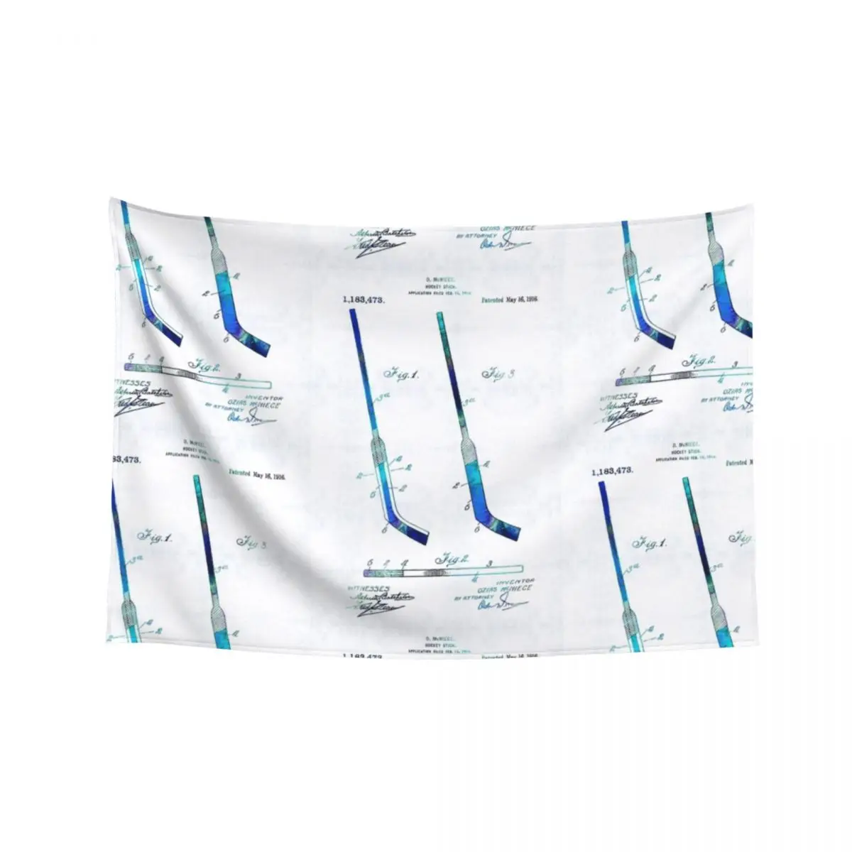 

Blue Hockey Stick Art Patent - Sharon Cummings Tapestry Aesthetics For Room Decor Home Wall Coverings Tapestry