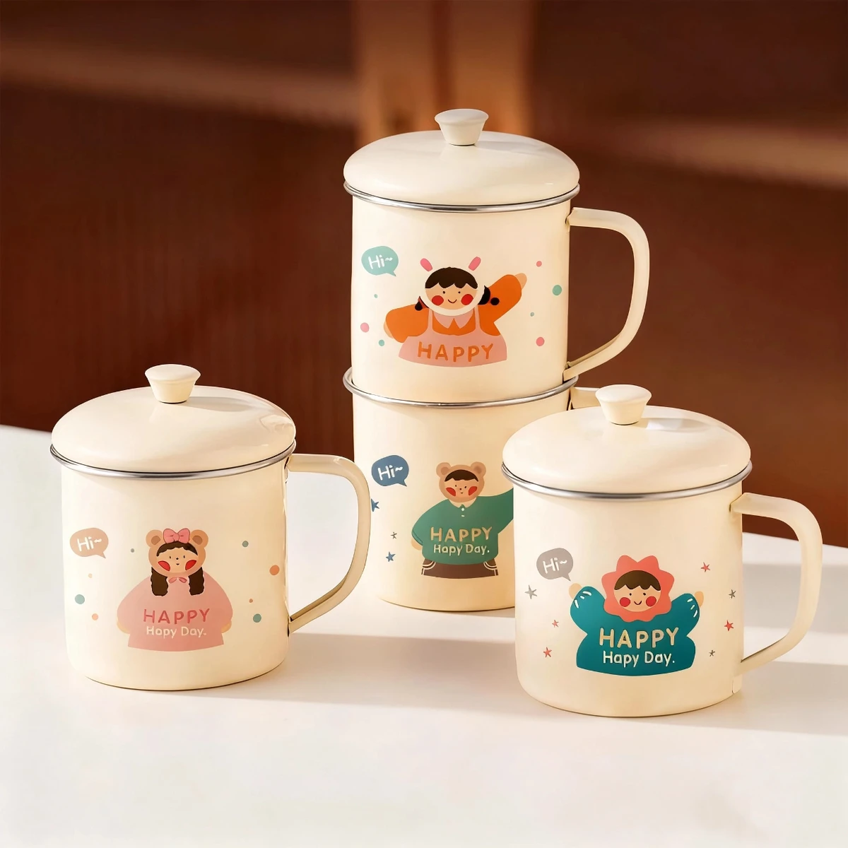 

WORTHBUY Cartoon Children's Mug With Lid&Handle 316 Stainless Steel Water Cup Durable And Anti Drop Milk Coffee Cup Drinkware