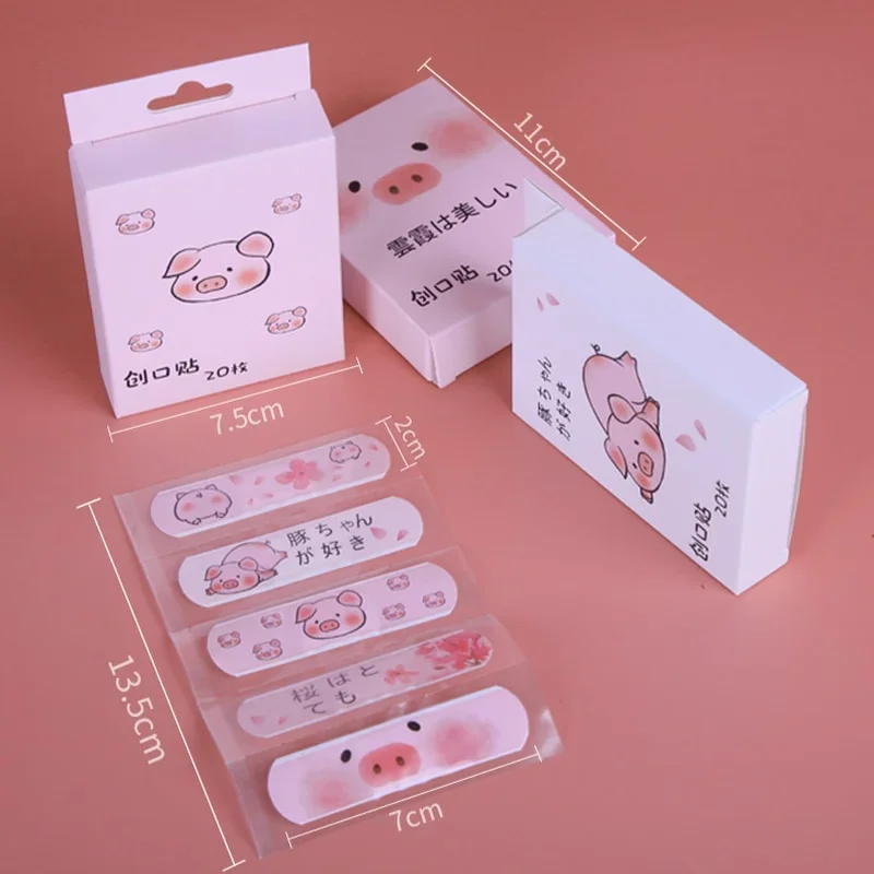 40pcs/2box Waterproof Bandages First Aid Hemostasis Band Stickers Cute Cartoon Animals Pig Plaster Wound Emergency Kit