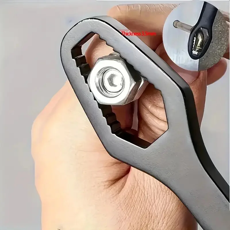 1Pc black 150mm universal double-headed wrench, self-tightening adjustable wrench, hand tool