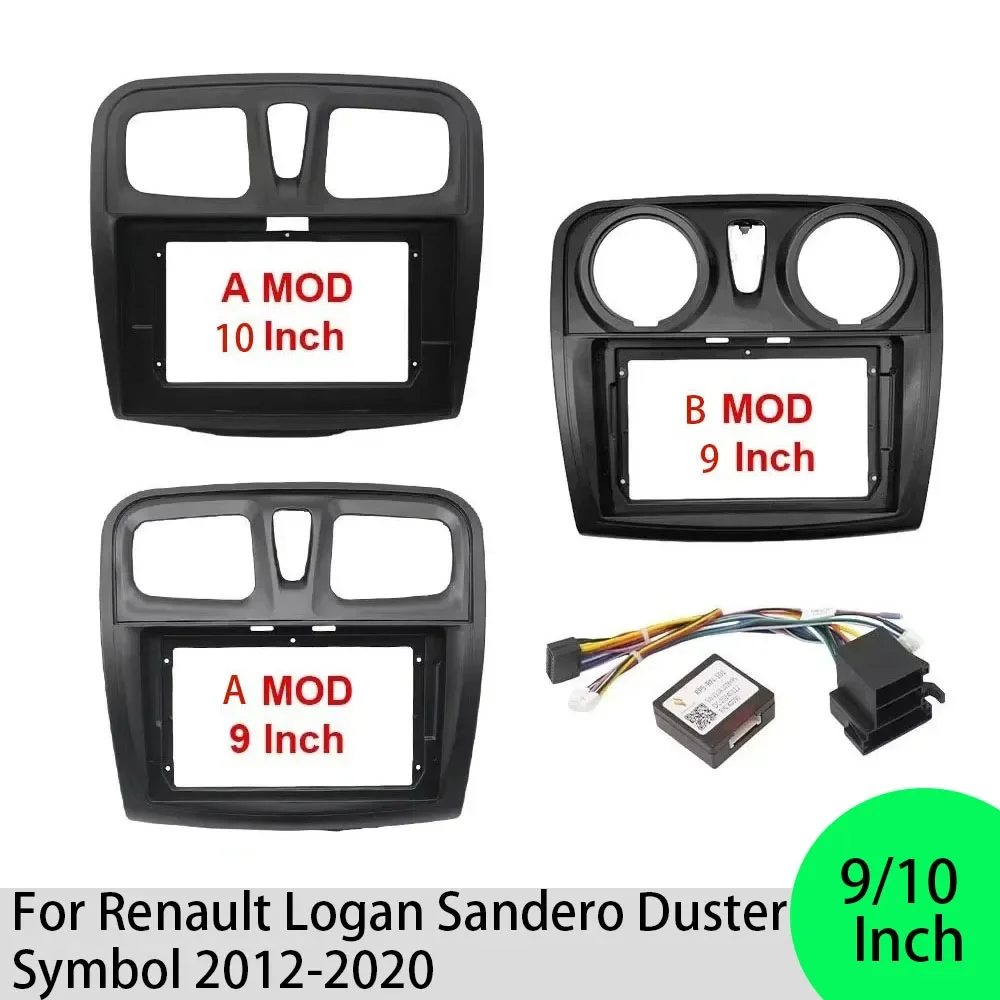 For Renault Logan Sandero Duster Symbol 2012-2020 9/10 Inch Car Frame Fascia Adapter Android Radio Dash Fitting Panel Kit