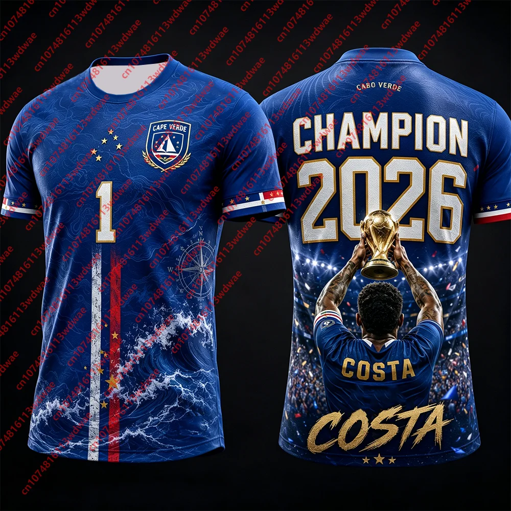 2026 Cape Verde Champion Football T-shirt Quick-Drying COSTA 1 Football Shirt Outdoor Tracksuit Kit Special Edition Kid Tee
