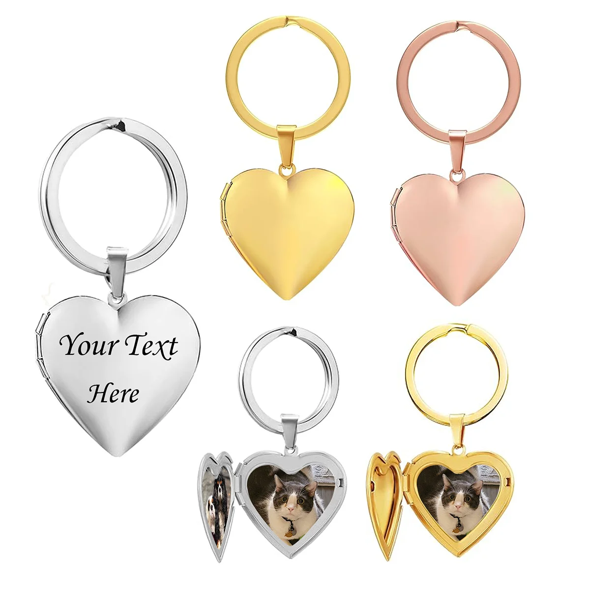 Custom Heart Photo Frame Key Chain for Women Girls Unisex Stainless Steel Locket Keychain Love Pendant For Women Men Gift