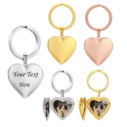 Custom Heart Photo Frame Key Chain for Women Girls Unisex Stainless Steel Locket Keychain Love Pendant For Women Men Gift