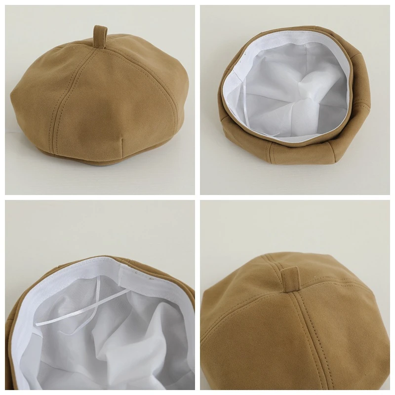 Autumn Children Beret Japanese Girl Octagonal Hat Solid Color