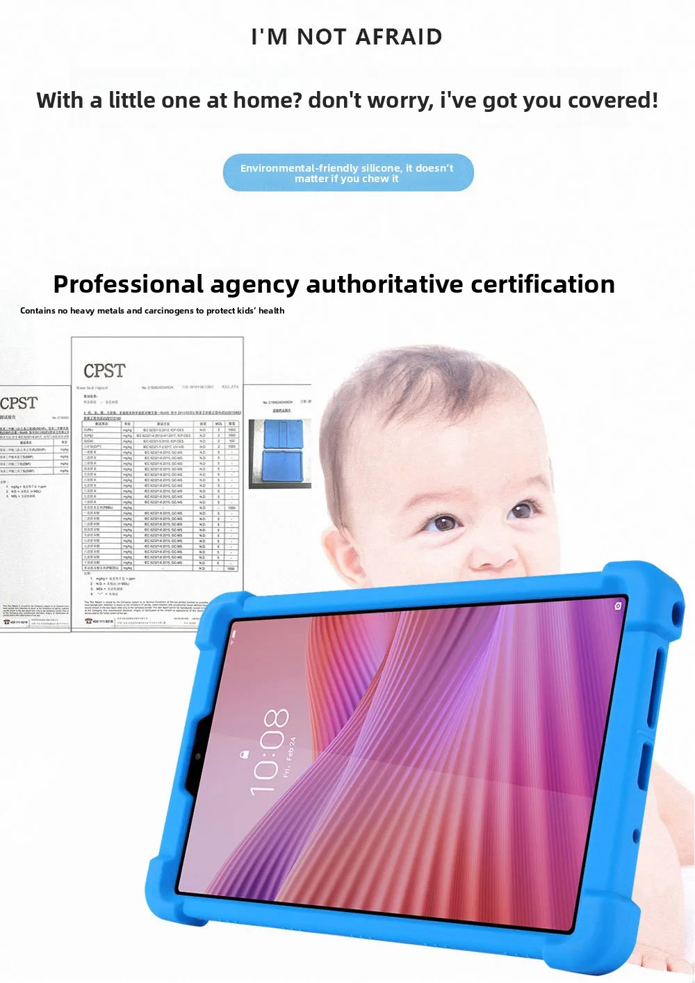 FÜR Lenovo Tab One Hülle 8,7 Zoll Silikon Stoßfeste Standabdeckung TB305FU Fallschutz Kinder – Detail 4