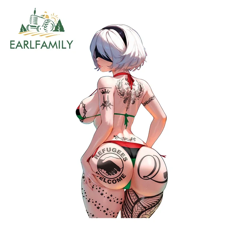 

EARLFAMILY 13cm X 6.2cm Tattoo NieR 2B Design Car Stickers Seductive Girl Decals Fashionable Motorcycle Occlusion Scratch