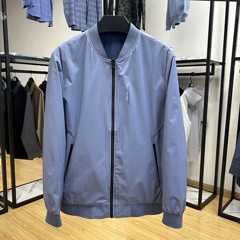 

Double-Sided Wear Faionable Casual Baseball Collar Jaet Slim Fit Youth Outerwear M Youth Polyester Fiber Mixed Jaet