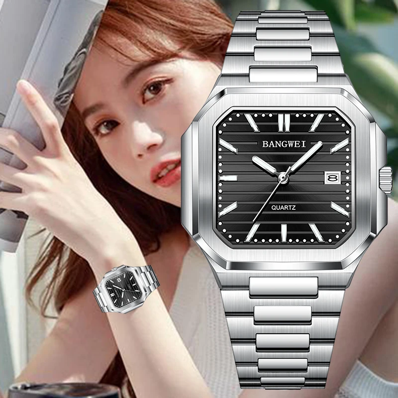 

Новые женские часы BANGWEI 2026: повседневные, модные, люксовые, кварцевые, с люминесцентным календарем, винтажные, для женщин (reloj de mujer)