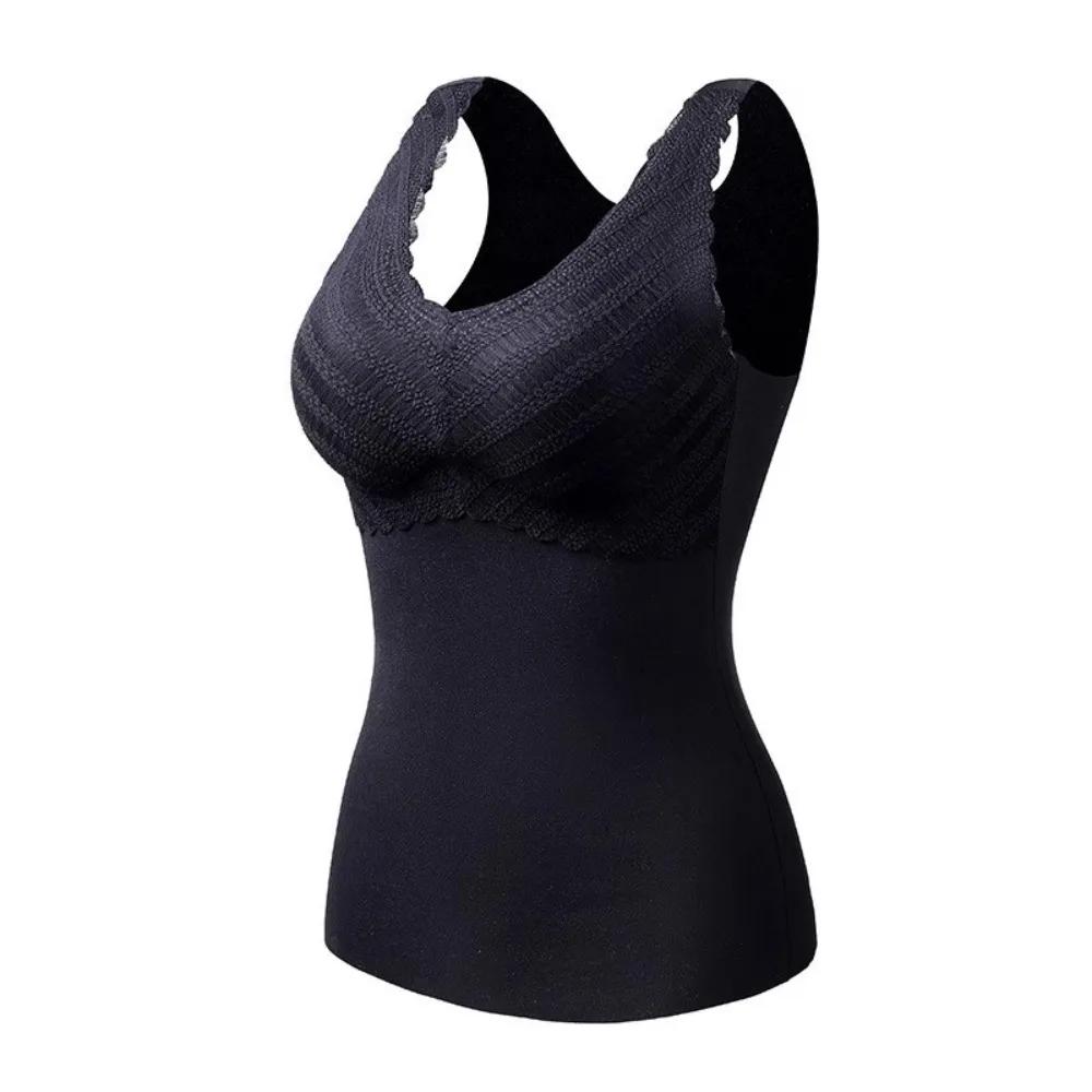 

Winter Autumn Women Thermal Underwear High Elastic Large Size Underwear with Pad Vest Bottoming Shirt Seamless Undershirts