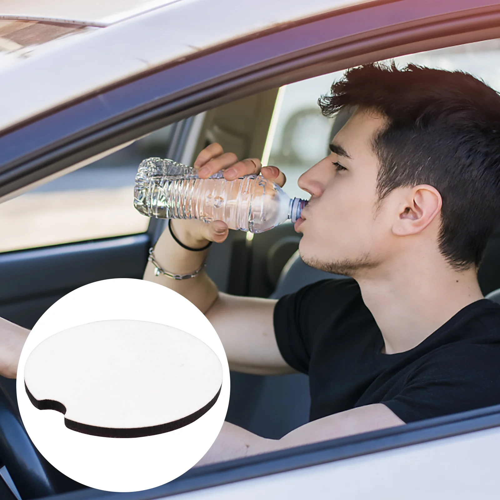 

10 Pcs Car Coaster Cup Holder Non-Slips Coaster Non Slips Drink Cushion White Ceramic Vehicle Coasters Storage Tray