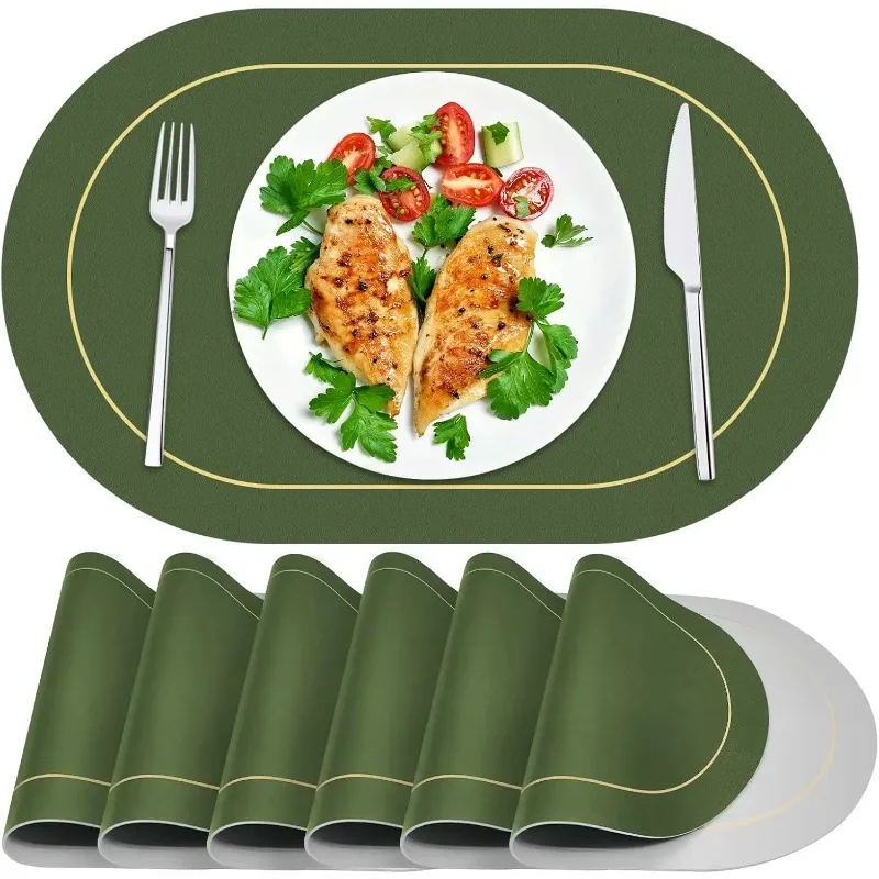 Table Leather Placemats, Heat Resistant Placemats, Washable Table Mats for Dining Table, Coffee Shop Decoration